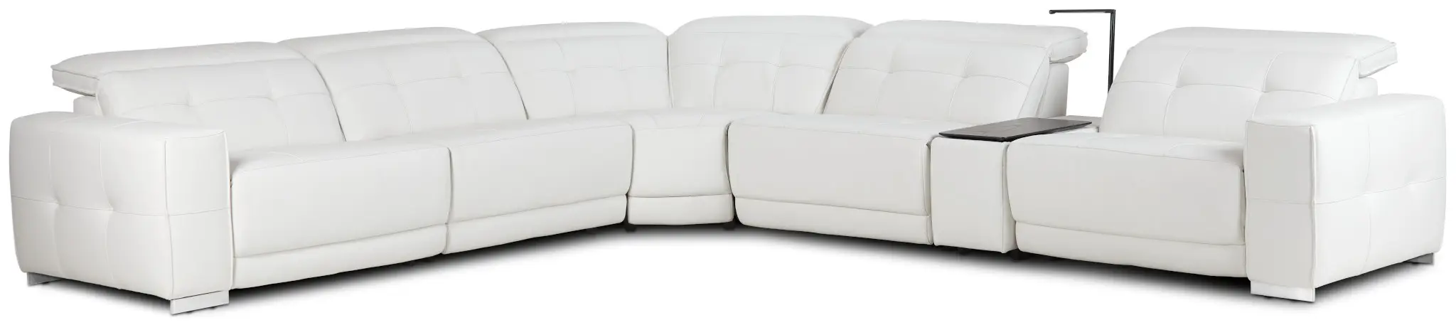 Reva White Leather Medium Dual Power 2-arm Reclining Sectional Reva White Leather Medium Dual Power 2-arm Reclining Sectional