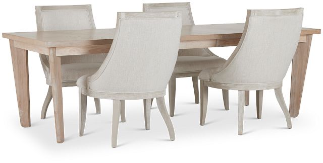 Boca Grande Light Tone Table & 4 Curved Chairs