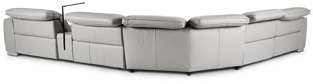 Reva Gray Leather Medium Dual Power 2-arm Reclining Sectional