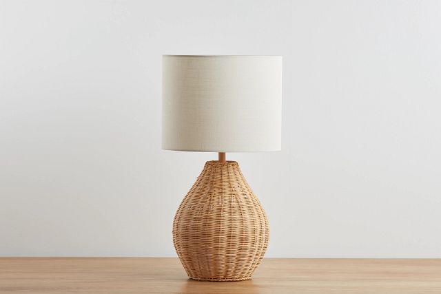 rattan lamp table