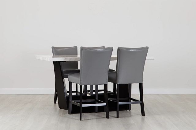 Auburn White High Table & 4 Gray Upholstered Barstools (0)