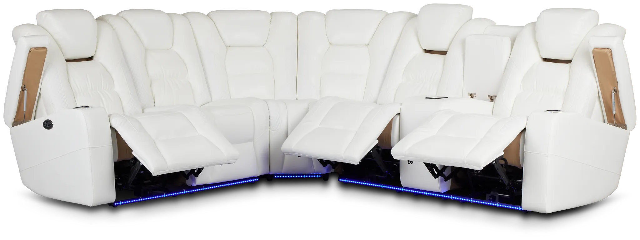 Troy White Micro Right Console Love Reclining Sectional