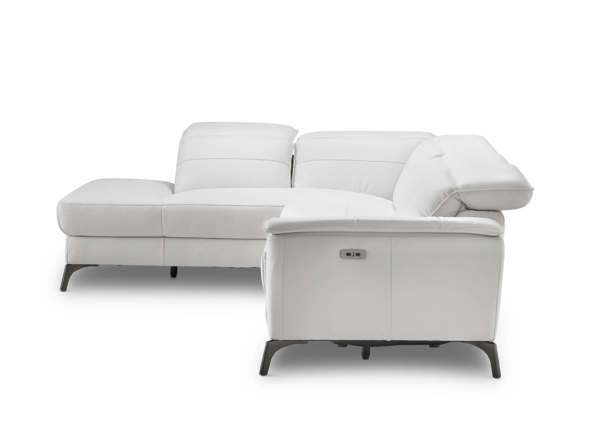 Pearson White Leather Left Bumper Power Reclining Sectional