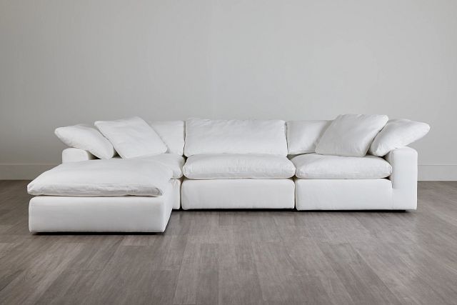 Nixon White Fabric 4-piece Bumper Sectional