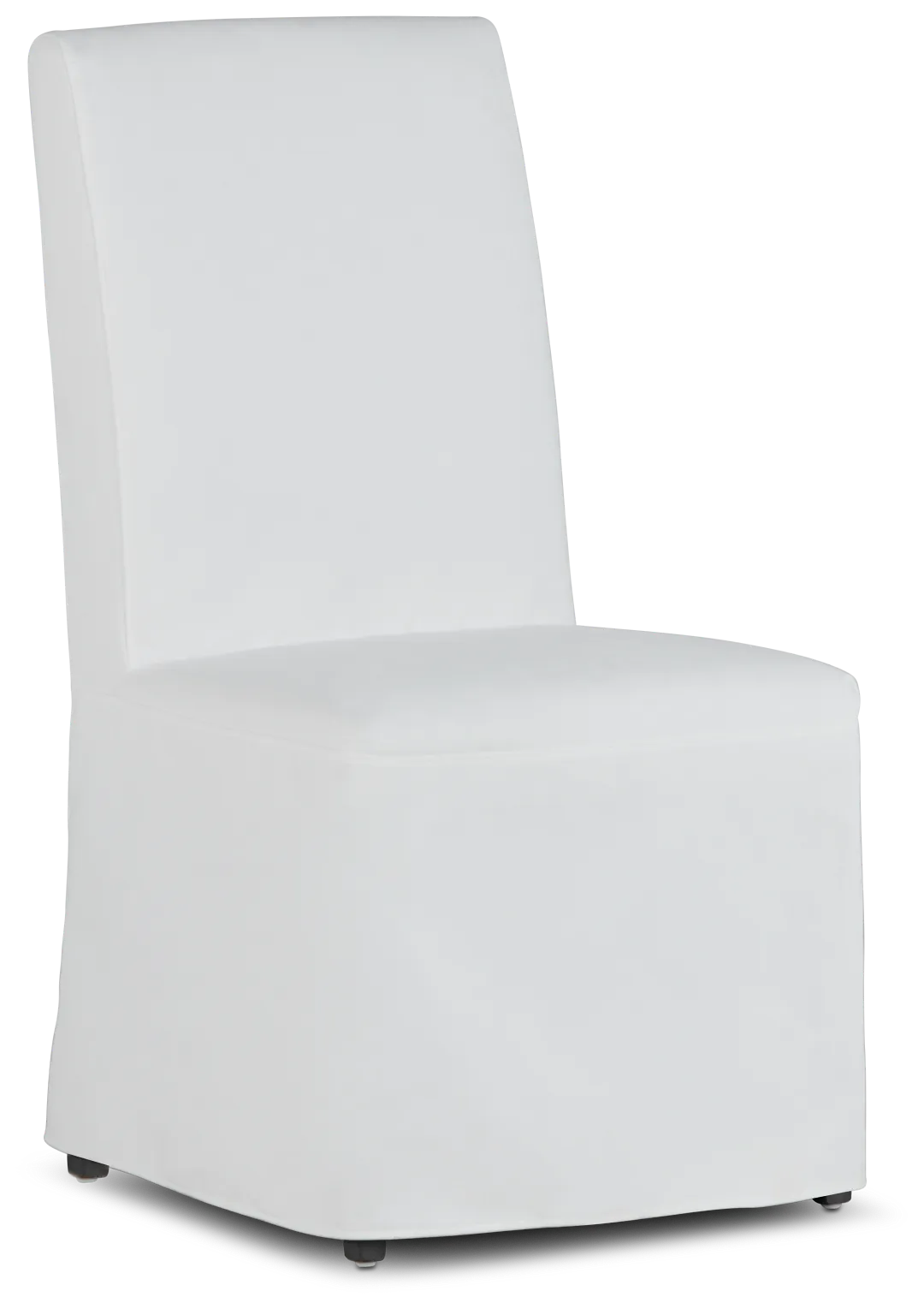 Destination White Long Slipcover Chair With Medium-tone Leg