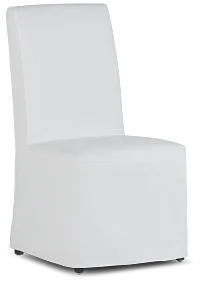 Destination White Long Slipcover Chair With Medium-tone Leg