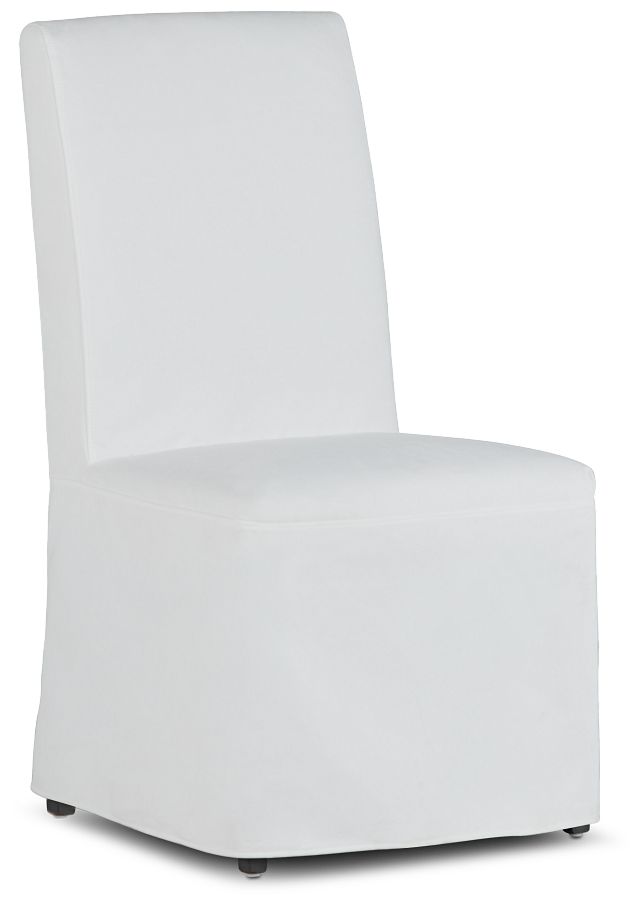 Destination White Long Slipcover Chair With Medium-tone Leg (1)