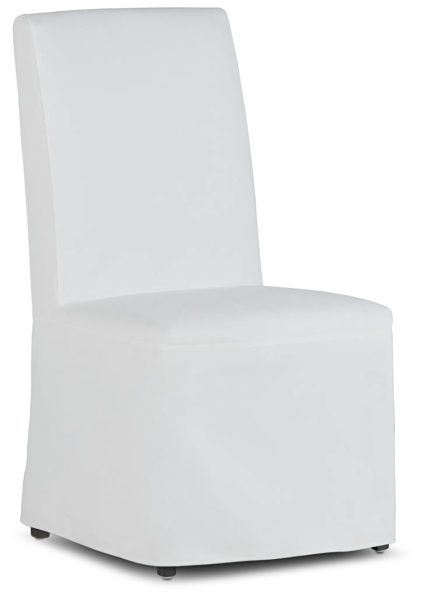 Destination White Long Slipcover Chair With Medium-tone Leg
