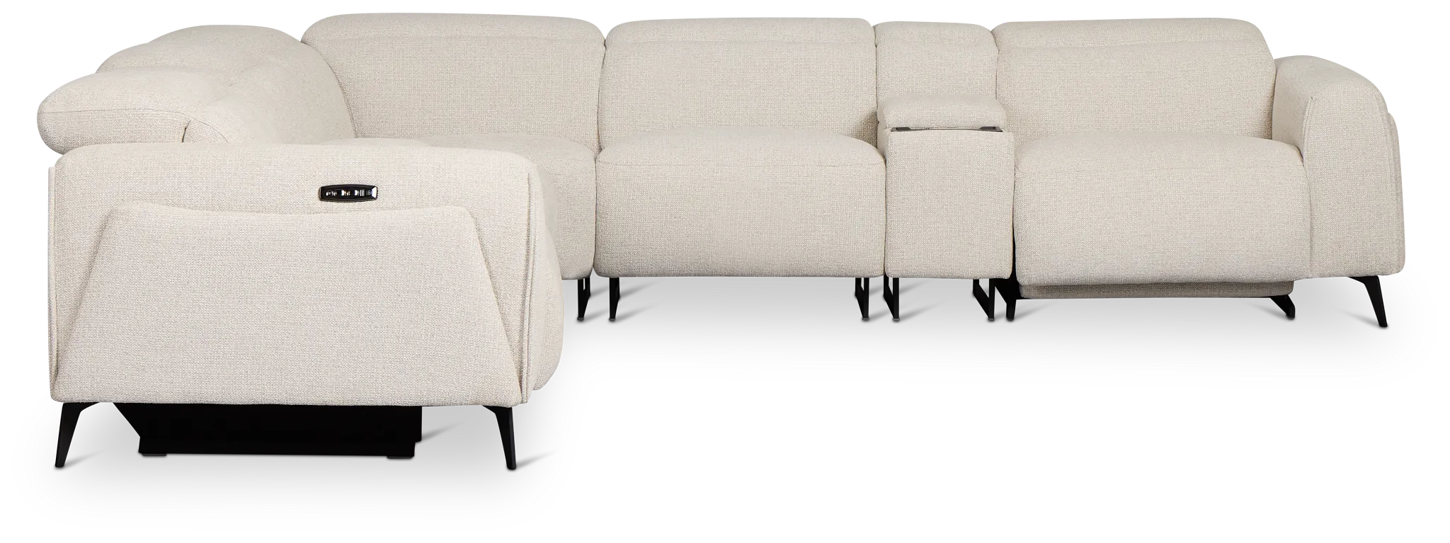 Reyna Light Beige Fabric Large Dual Power Reclining Two-arm Sectional