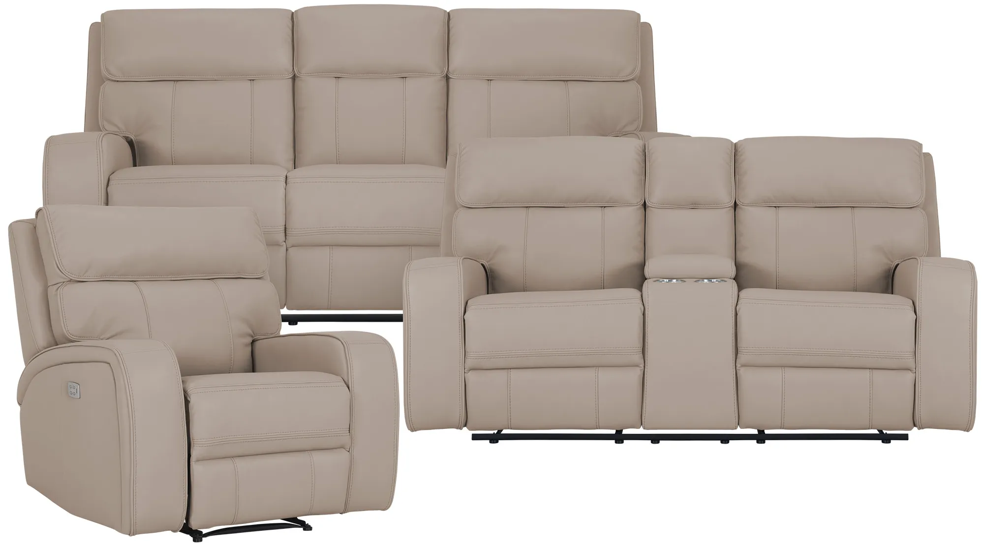Rhett Taupe Micro Power Reclining Living Room
