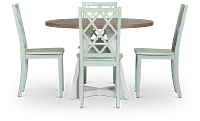 Edgartown Two-tone Round Table & 4 Light Blue Wood Chairs