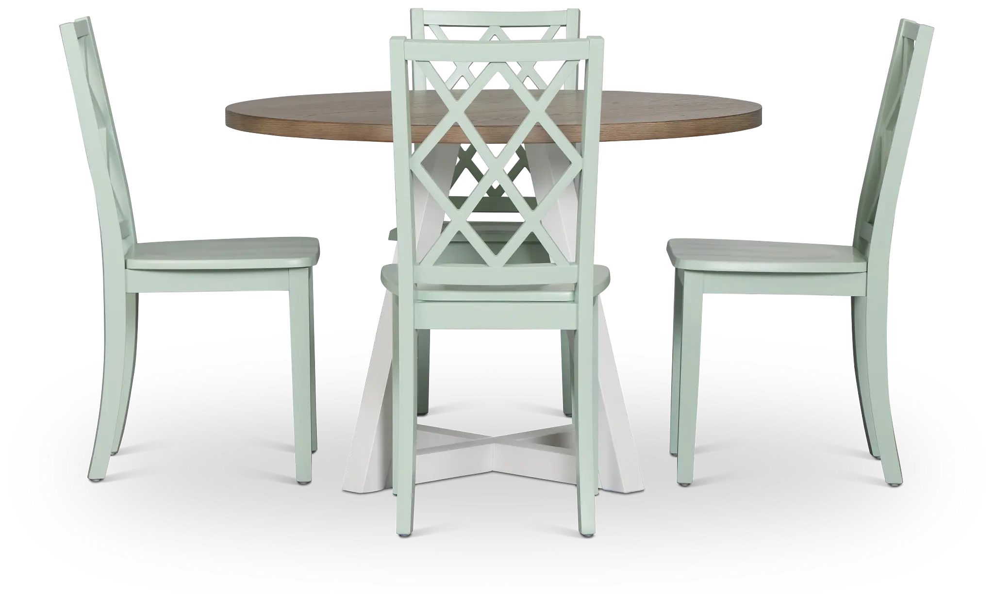 Edgartown Two-tone Round Table & 4 Light Blue Wood Chairs Edgartown Two-tone Round Table & 4 Light Blue Wood Chairs