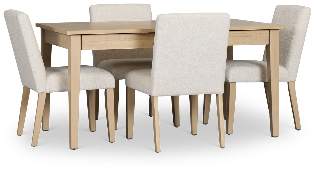 Layton Light Tone Storage Rectangular Table & 4 Upholstered Chairs