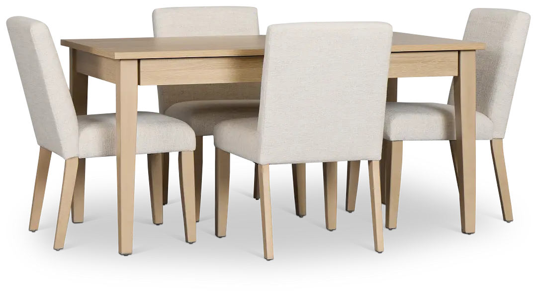 Layton Light Tone Storage Rectangular Table & 4 Upholstered Chairs Layton Light Tone Storage Rectangular Table & 4 Upholstered Chairs