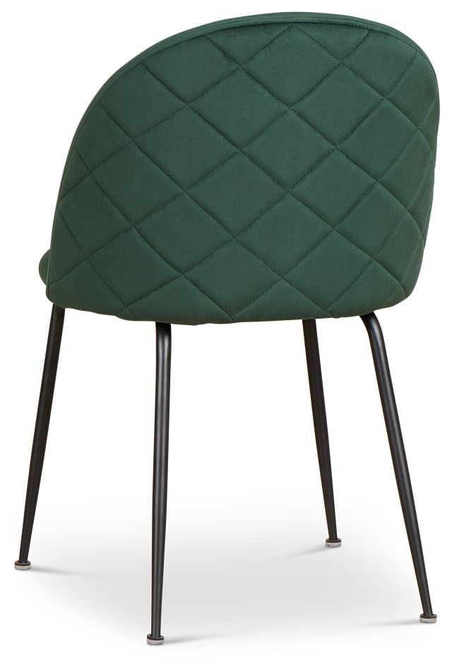 Capri Dark Green Velvet Upholstered Side Chair W/ Black Legs