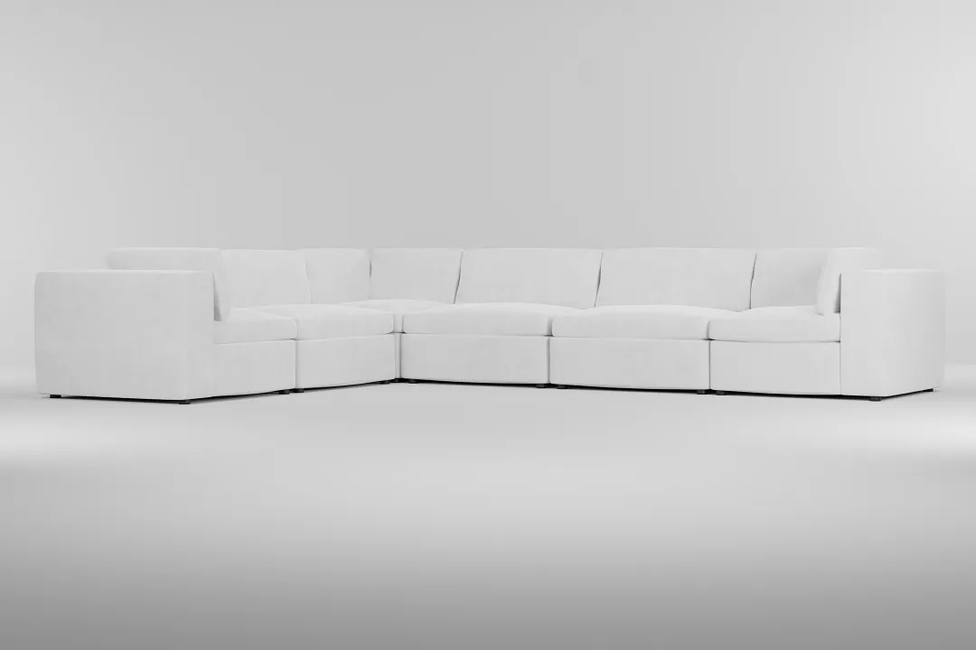 Destin Peyton White Fabric 6-piece Modular Sectional