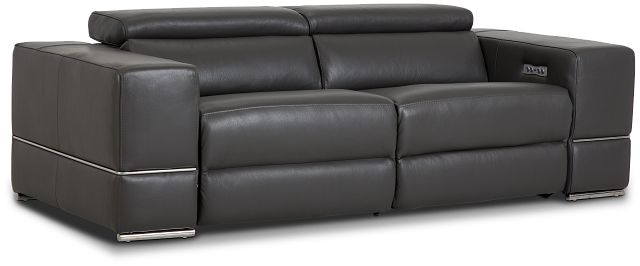 Dante Gray Leather Power Reclining Sofa