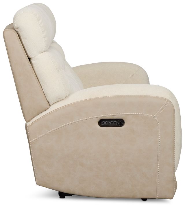 Travis Light Beige Fabric Power Reclining Sofa