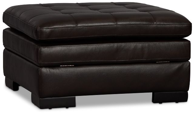 Braden Dark Brown Leather Storage Ottoman