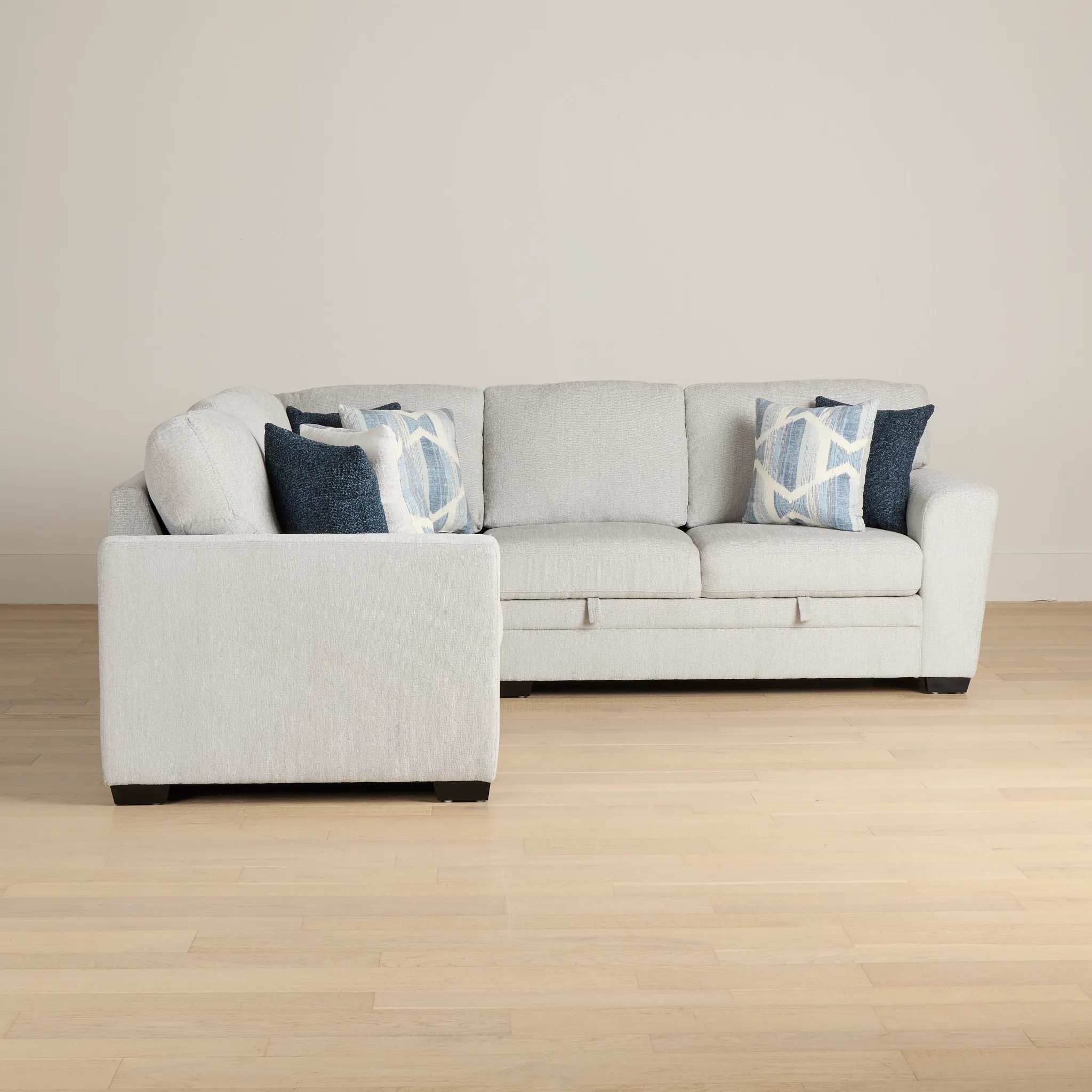 Everly Gray Fabric Small 2-arm Left Sleeper Storage Sectional