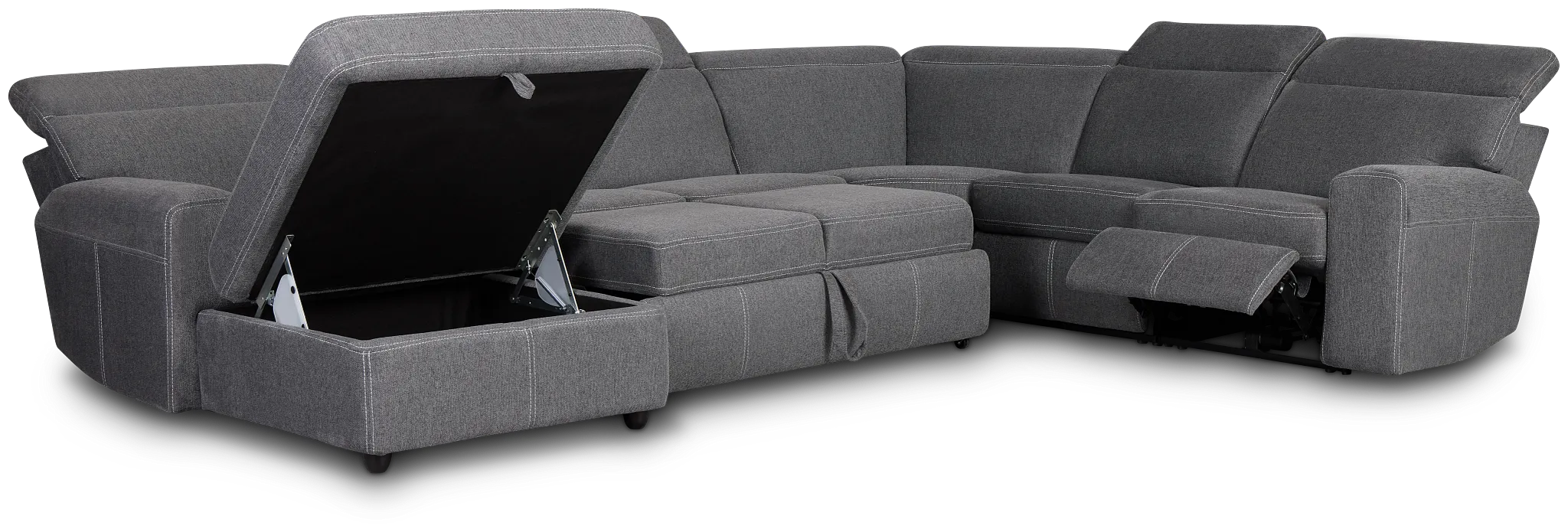 Callum Dark Gray Storage Small Left Dual Power Chaise Sleeper Sectional