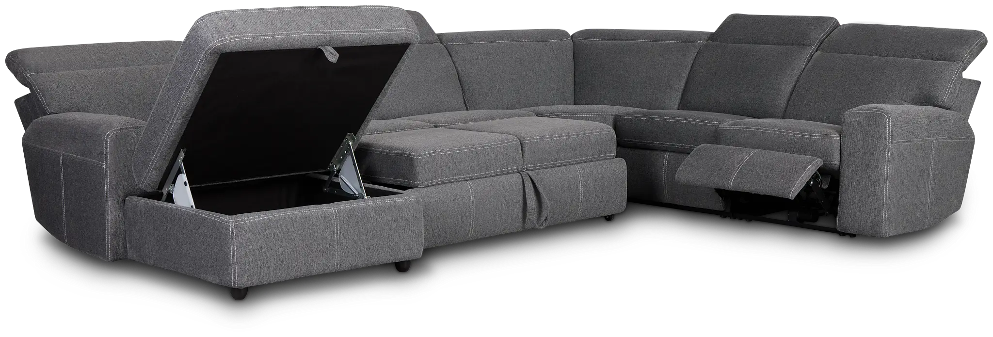 Callum Dark Gray Storage Small Left Dual Power Chaise Sleeper Sectional Callum Dark Gray Storage Small Left Dual Power Chaise Sleeper Sectional