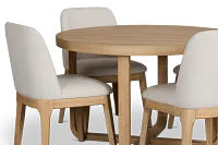 Lyndie Light Tone Round Table & 4 Upholstered Chairs