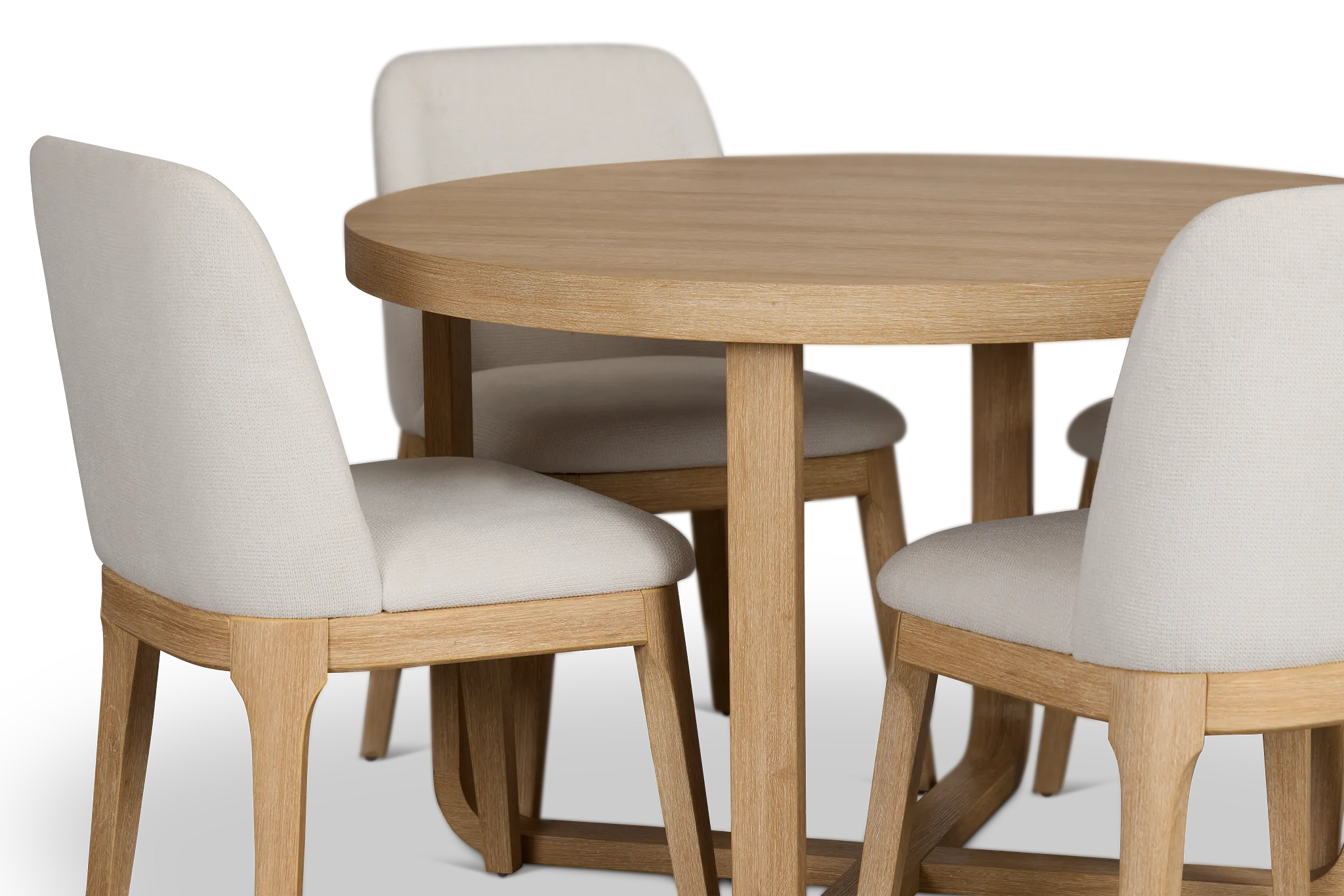 Lyndie Light Tone Round Table & 4 Upholstered Chairs