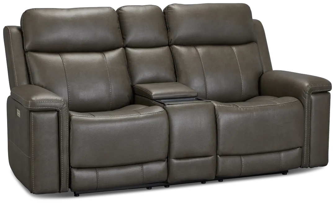 Jayden Gray Micro Power Reclining Console Loveseat