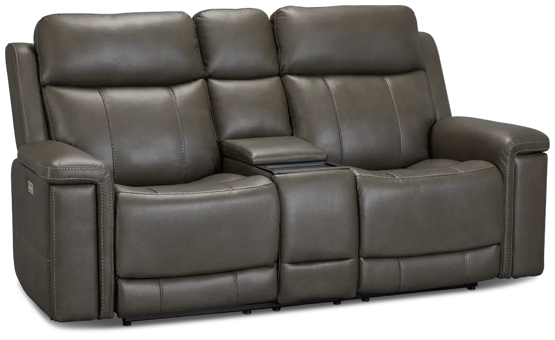 Jayden Gray Micro Power Reclining Console Loveseat Jayden Gray Micro Power Reclining Console Loveseat