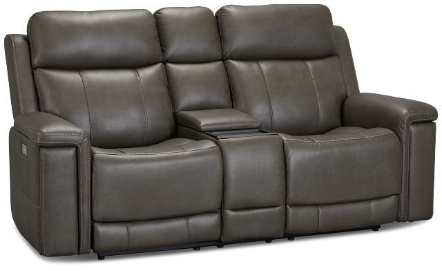 Jayden Gray Micro Power Reclining Console Loveseat
