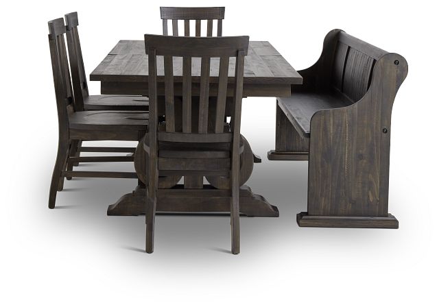 Sonoma Dark Tone Trestle Table, 4 Chairs & Bench