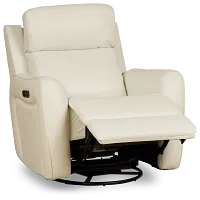 Julian White Lthr/vinyl Power Swivel Glider Recliner