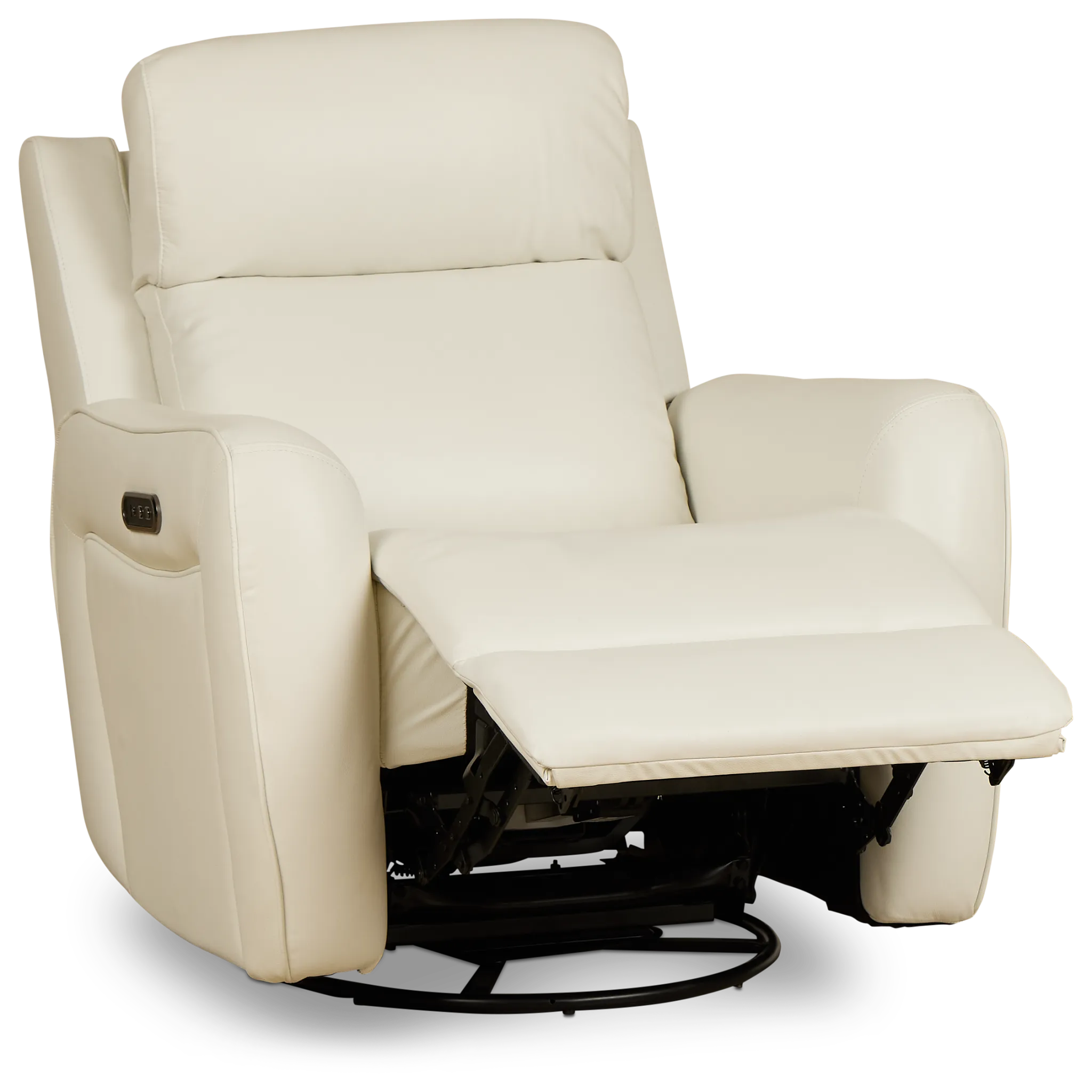 Julian White Lthr/vinyl Power Swivel Glider Recliner