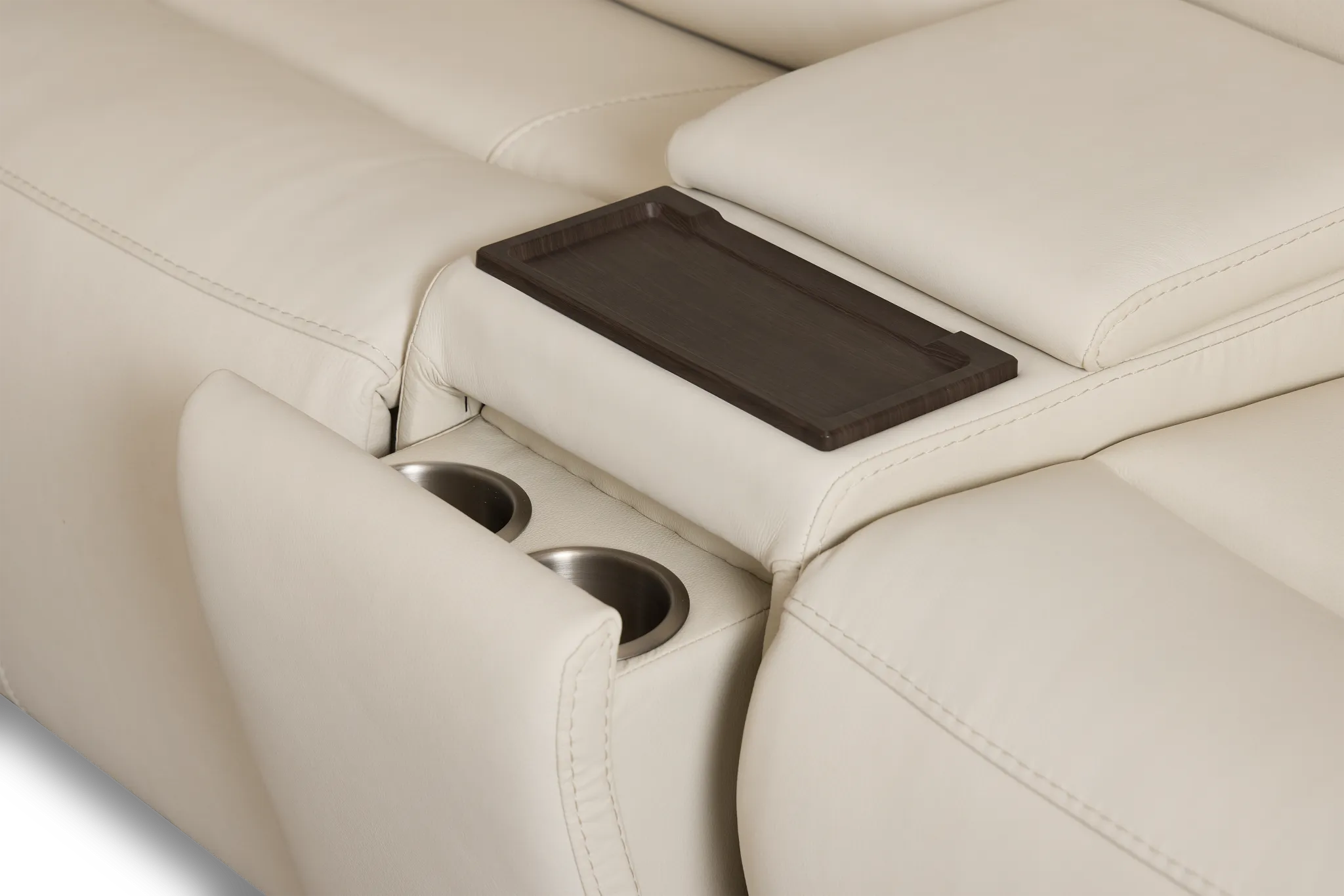 Flexsteel Sterling Ivory Lthr/vinyl Medium Triple Power 2-arm Sectional