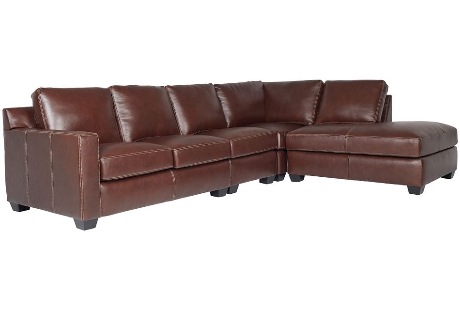 Carson Medium Brown Leather Sectional Living Room Sectionals