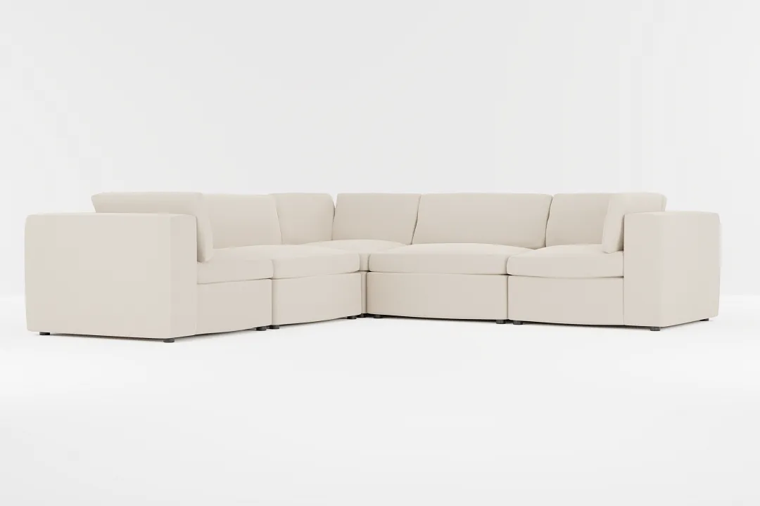 Destin Suave Beige Fabric 5-piece Modular Sectional