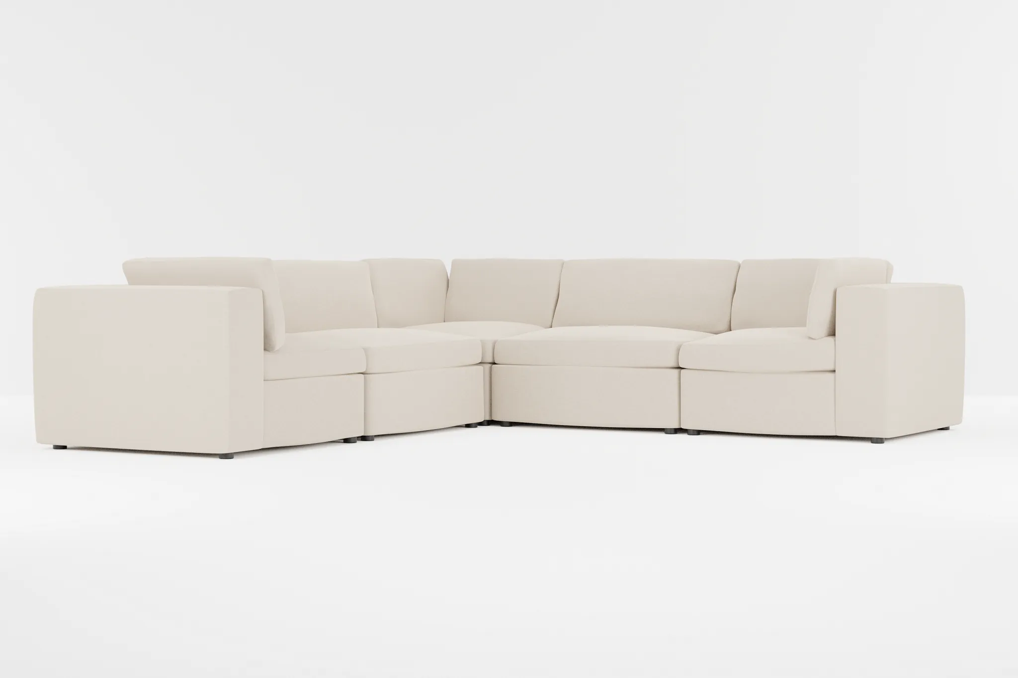 Destin Suave Beige Fabric 5-piece Modular Sectional