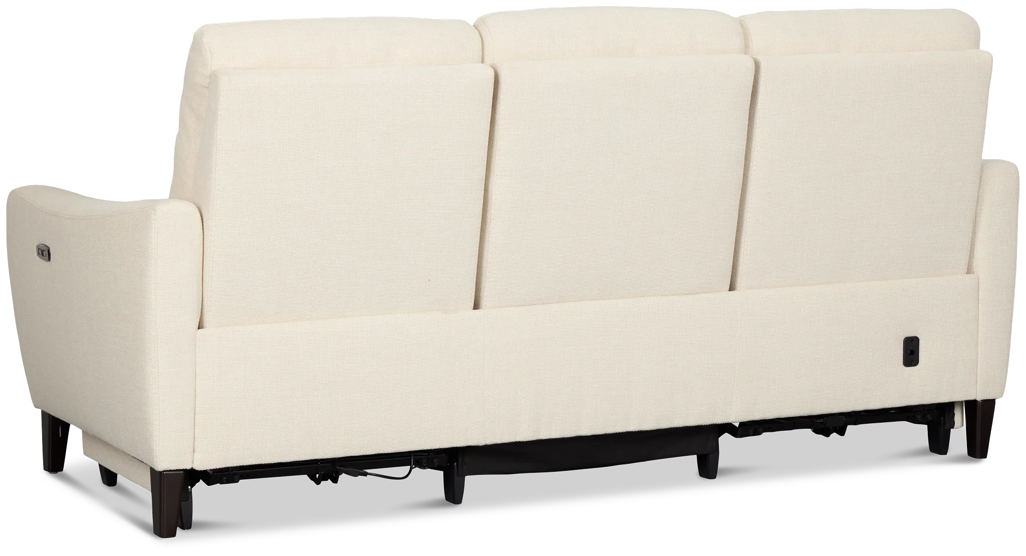 Keaton White Fabric Power Reclining Sofa W/ Power Headrest