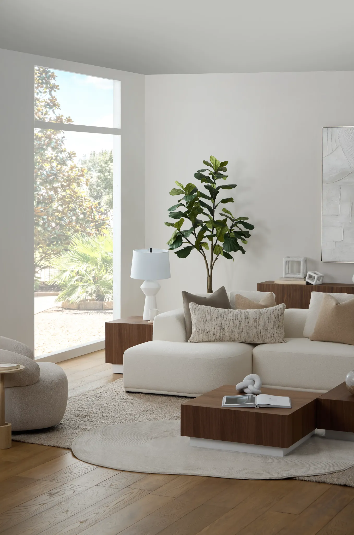 Catalina White Fabric Large Left Chaise Sectional