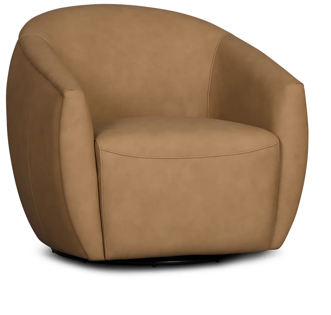 Kellan Light Brown Leather Swivel Chair