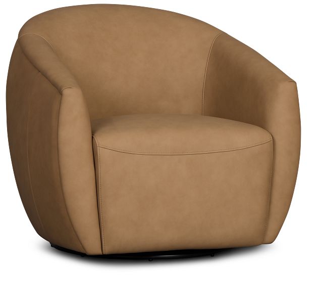 Kellan Light Brown Leather Swivel Chair