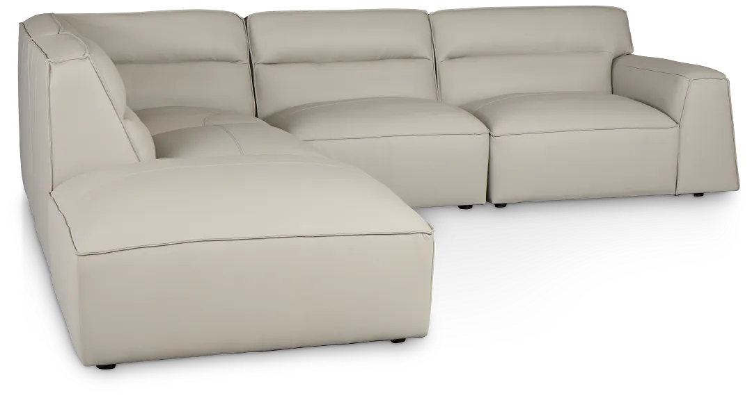 Blanca Gray Leather 5-piece Bumper Sectional