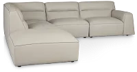 Blanca Gray Leather 5-piece Bumper Sectional