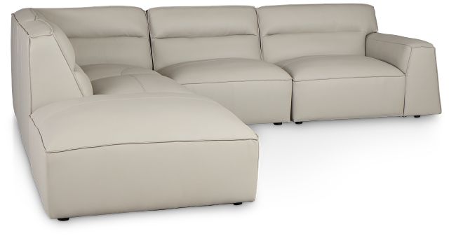 Blanca Gray Leather 5-piece Bumper Sectional