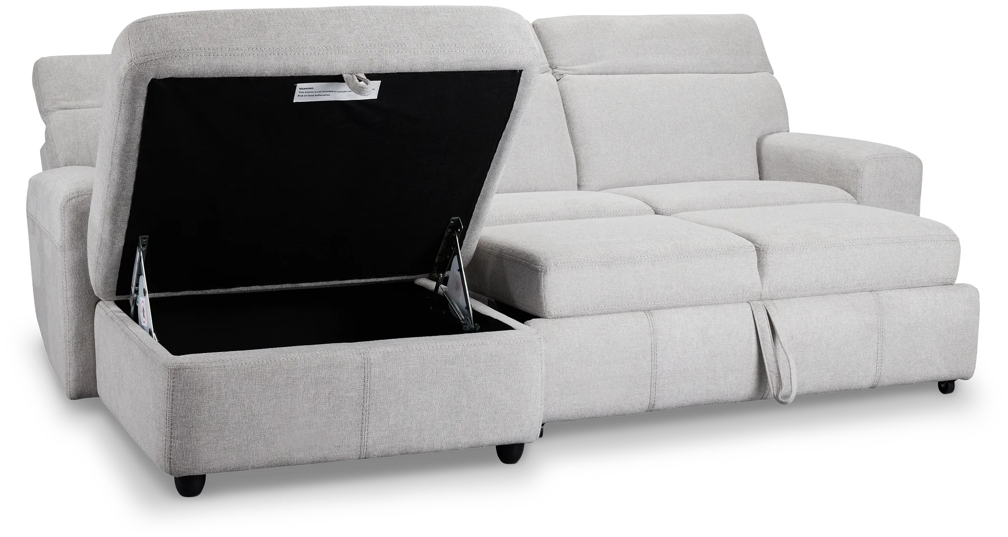 Callum Light Gray Storage Small Left Power Chaise Sleeper Sectional