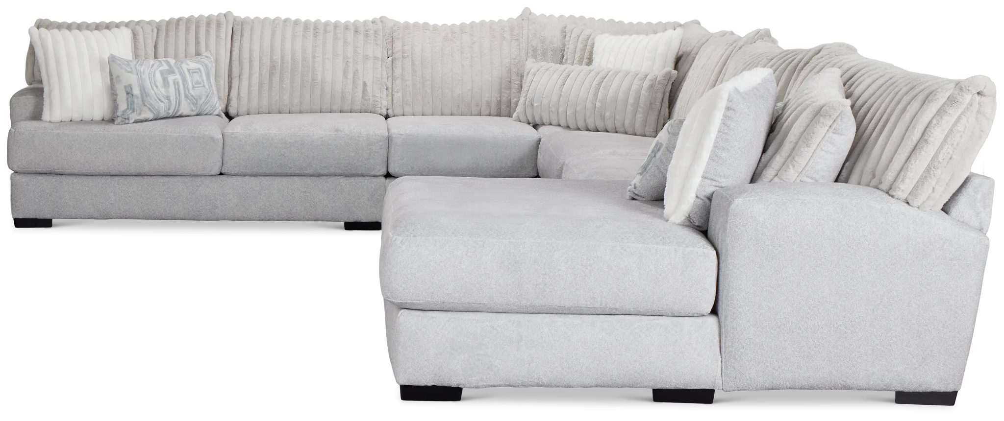 Kylie Light Gray Fabric Large Right Chaise Sectional