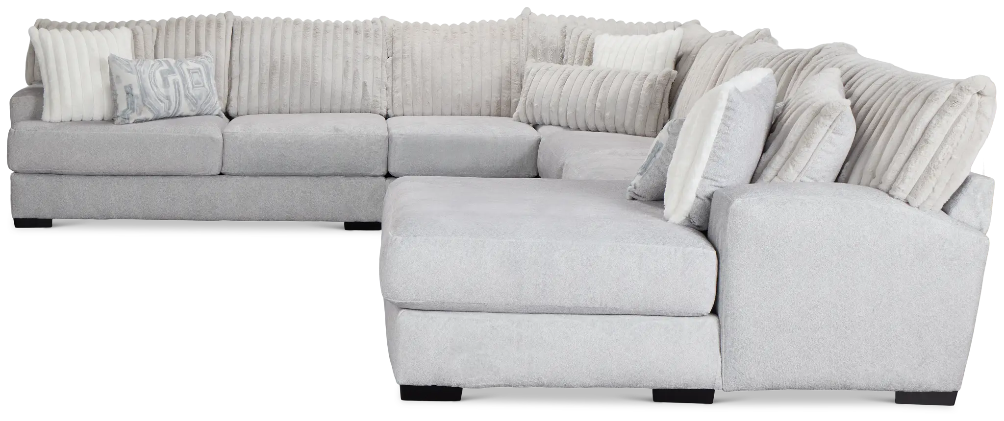 Kylie Light Gray Fabric Large Right Chaise Sectional Kylie Light Gray Fabric Large Right Chaise Sectional