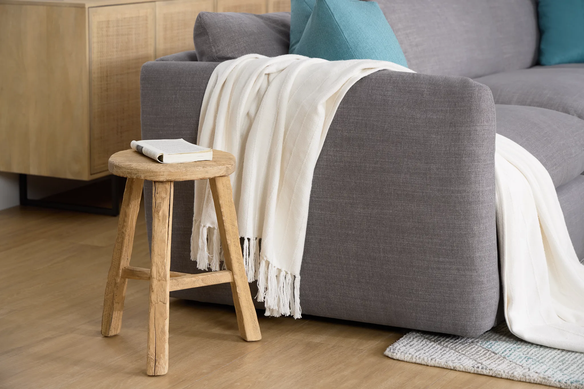 Nina Light Tone Round Accent Stool