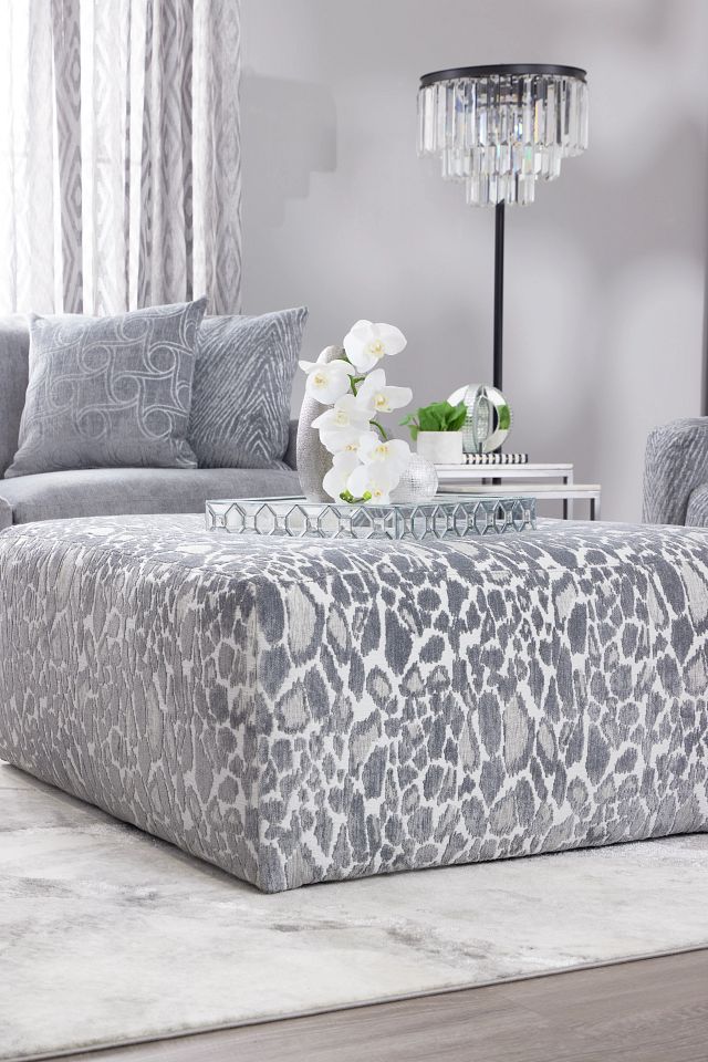 Aria Gray Fabric Cocktail Ottoman
